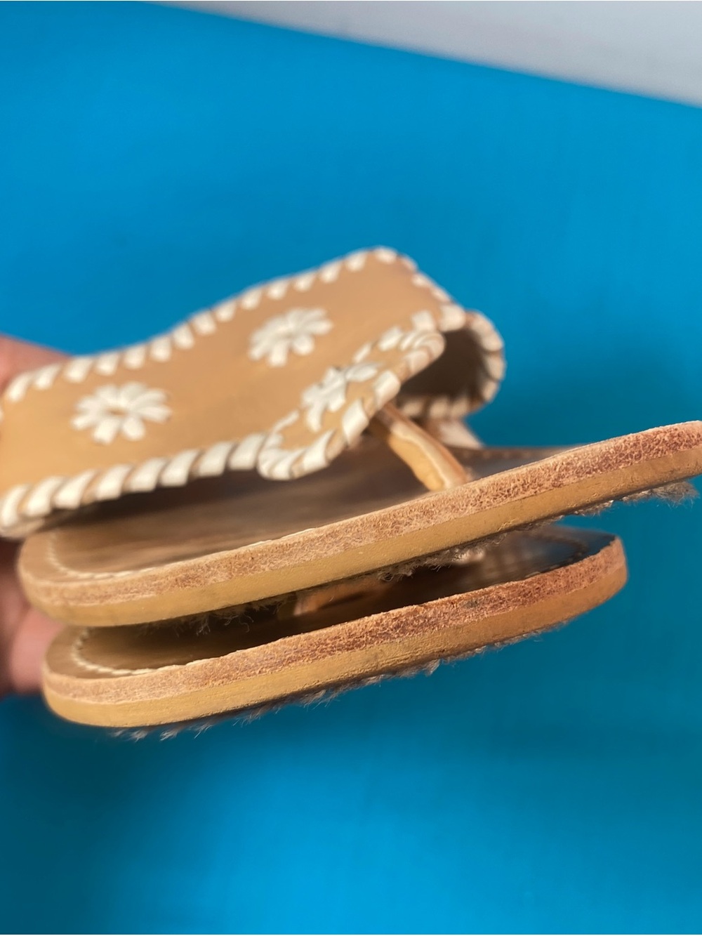 Jack Rogers Beige Leather Thong Sandals - Picture 6 of 6
